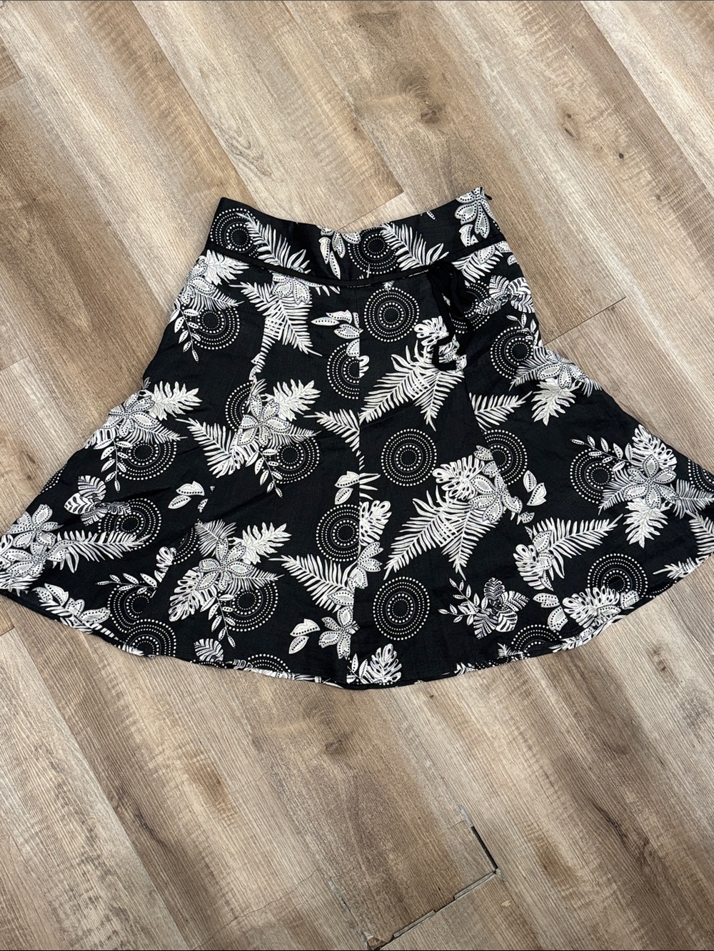 New York City Design Co Linen Floral Circle Skirt Flared Botanical Print